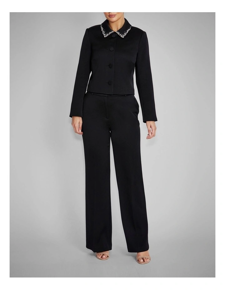 Sigrid Satin Crepe Jacket in Black image 4