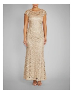 Milicent Sequin Lace Gown in Champagne