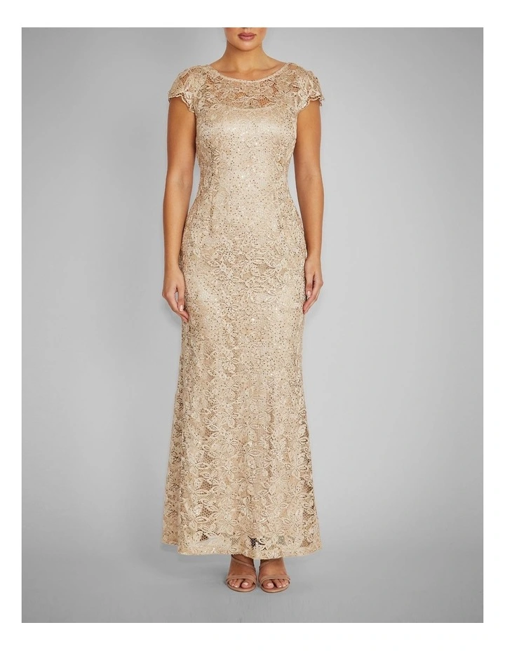 Milicent Sequin Lace Gown in Champagne image 1