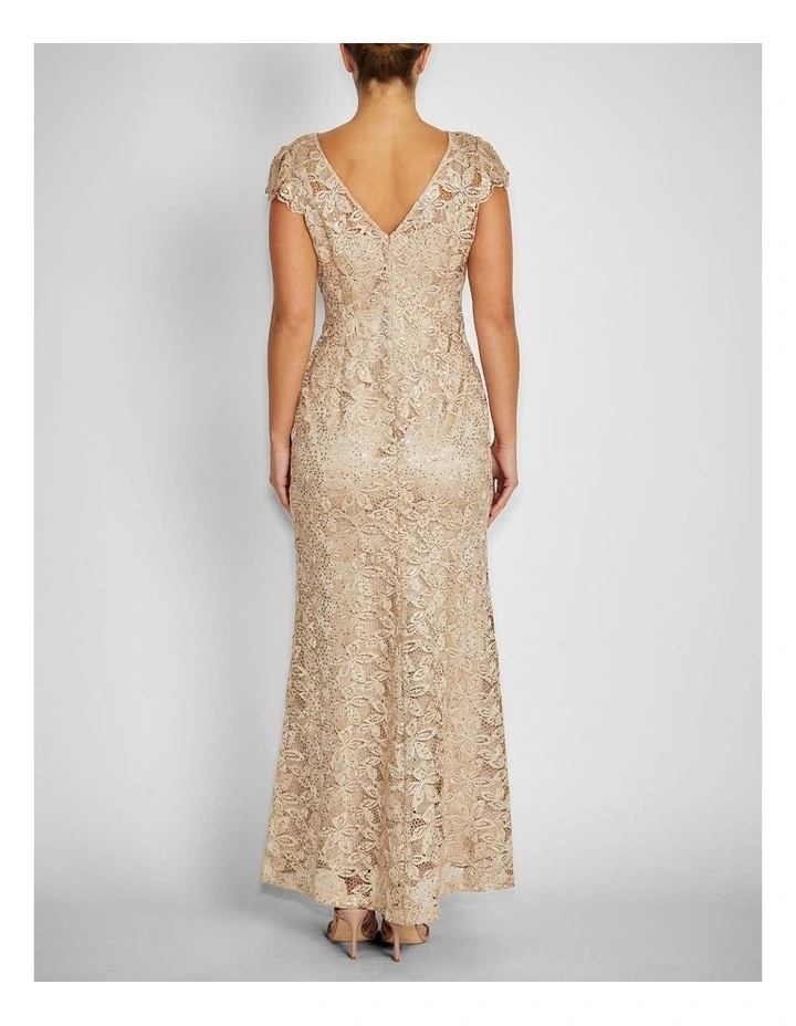 Milicent Sequin Lace Gown in Champagne image 2