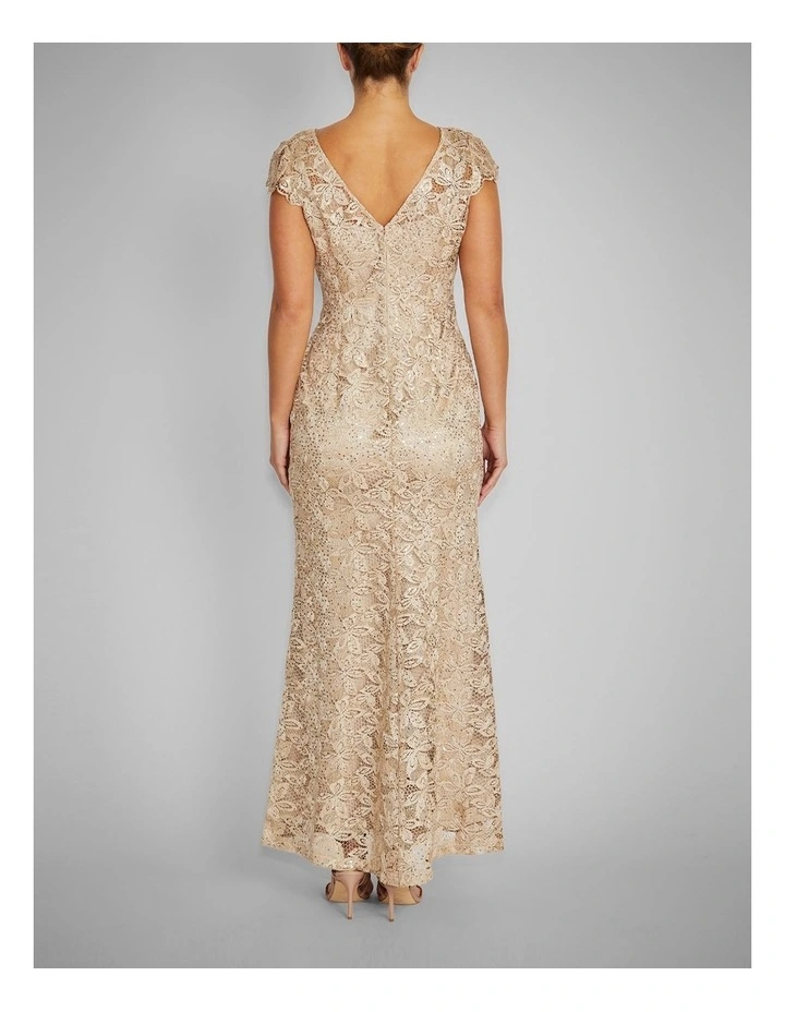 Milicent Sequin Lace Gown in Champagne image 2