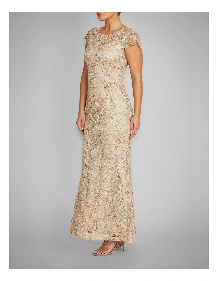 Milicent Sequin Lace Gown in Champagne image 3