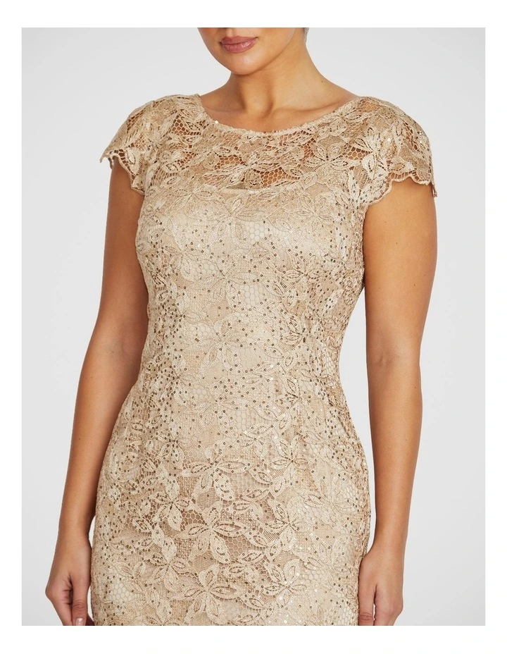 Milicent Sequin Lace Gown in Champagne image 4