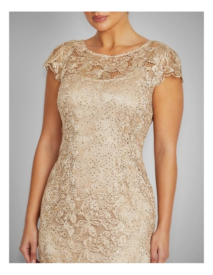 Milicent Sequin Lace Gown in Champagne image 4