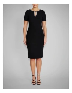 Cordelia Stretch Crepe Dress in Black