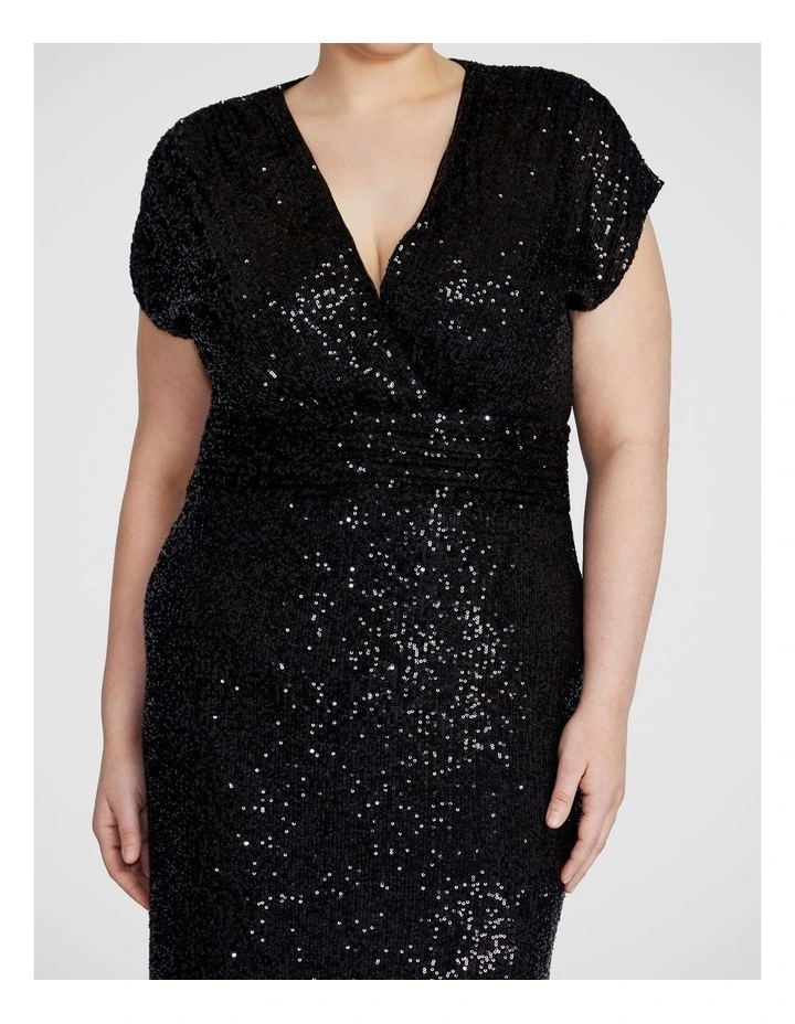 Calista Stretch Sequin Gown in Black image 7