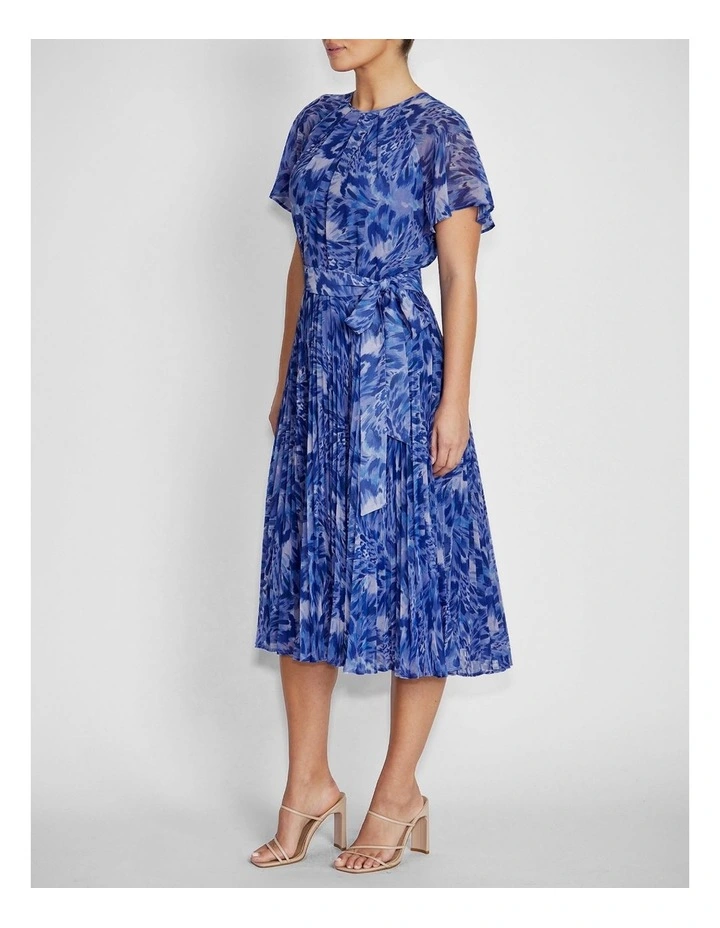 Aldina Pleated Dress in Periwinkle Abstract image 3