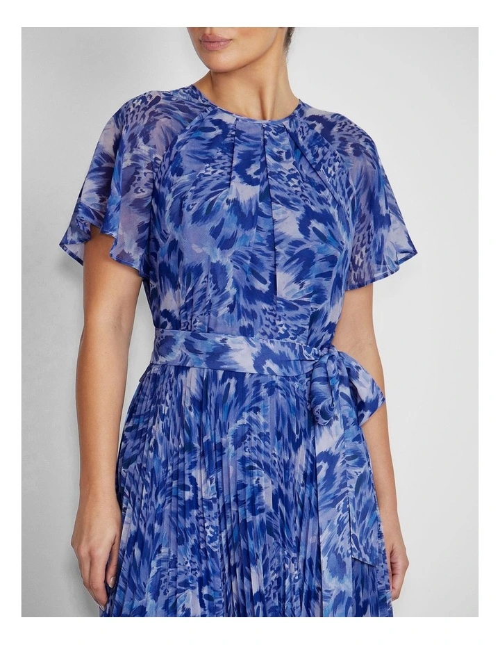 Aldina Pleated Dress in Periwinkle Abstract image 4