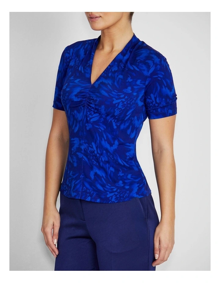 Cora Jersey Top in Indigo Abstract Print image 3