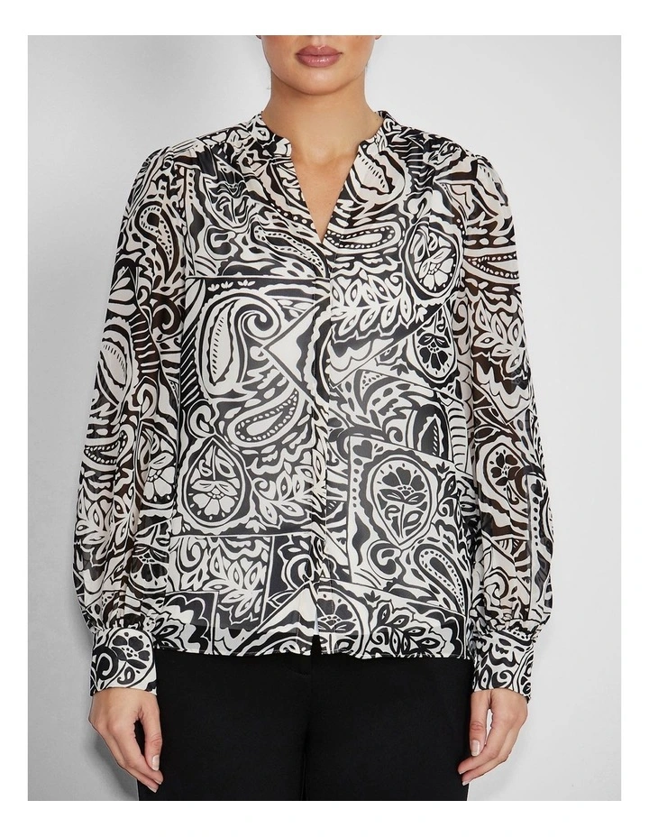 Alice Blouse in Black & Ivory Paisley image 1