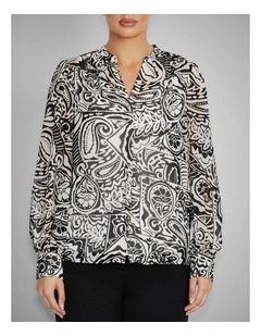 Alice Blouse in Black & Ivory Paisley