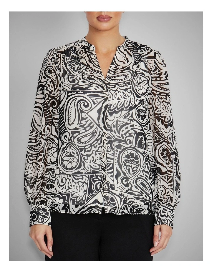 Alice Blouse in Black & Ivory Paisley image 1