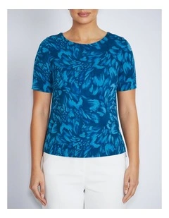 Renee Top in Teal Abstract