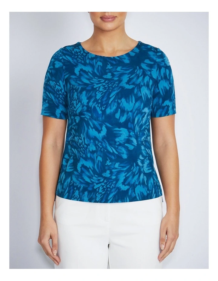 Renee Top in Teal Abstract image 1
