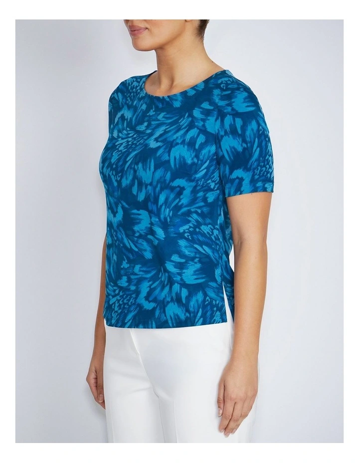 Renee Top in Teal Abstract image 3