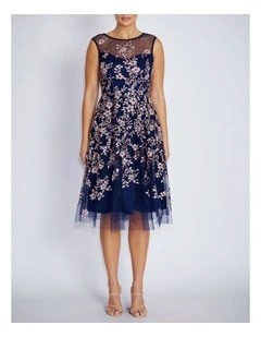 Magdalena Dress in Blush/Navy