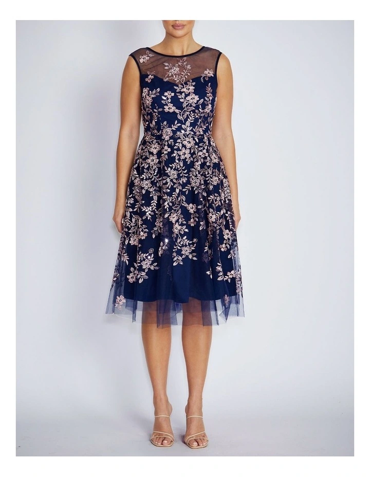 Magdalena Dress in Blush/Navy image 1