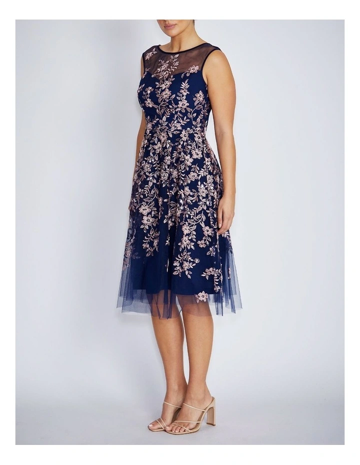 Magdalena Dress in Blush/Navy image 3