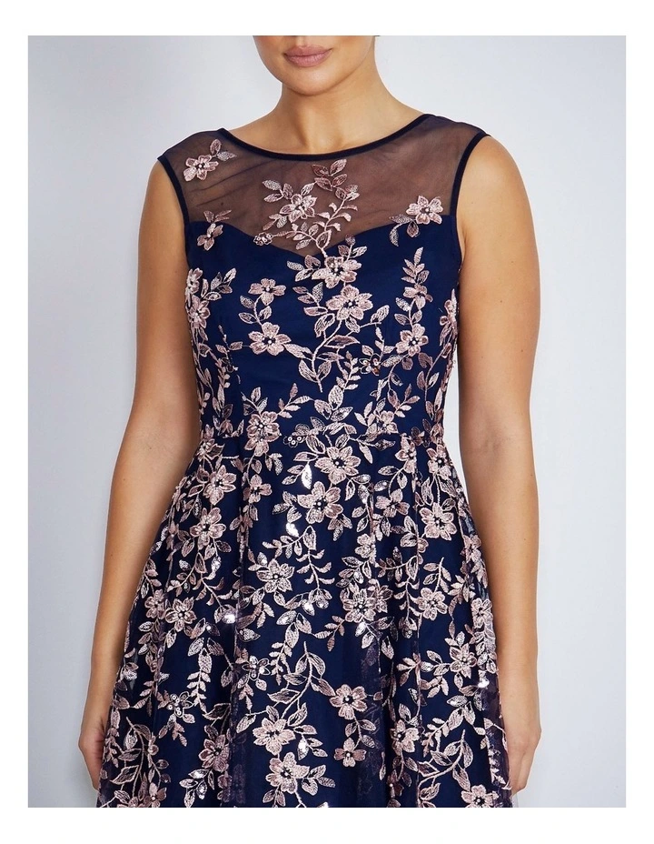 Magdalena Dress in Blush/Navy image 4