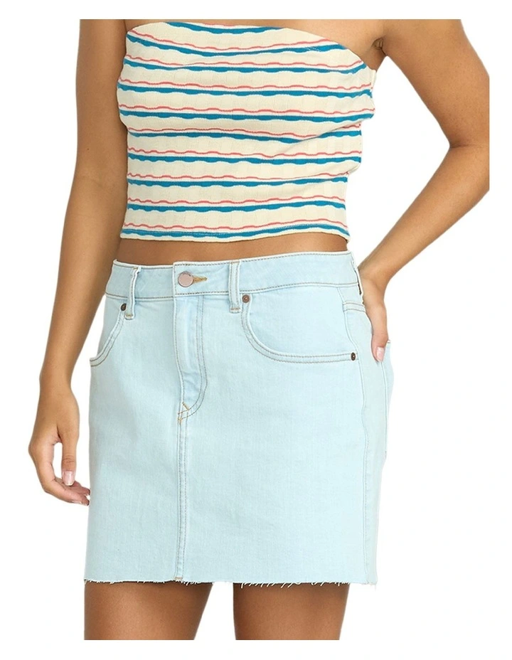 Dropping In Denim Skirt Cruzer in Blue image 3