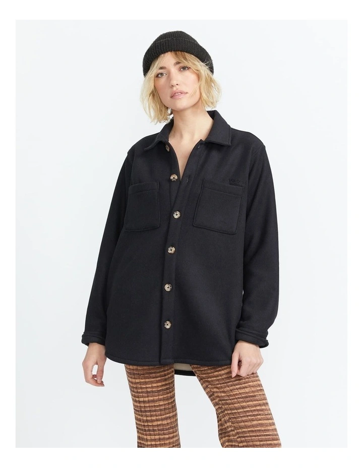 Stone Bonded Shacket in Black image 1