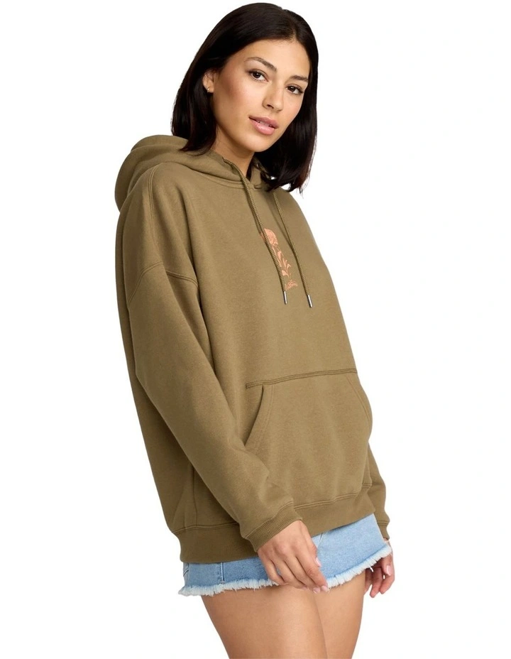 Stone Art Up Pullover Hoodie in Olive image 3