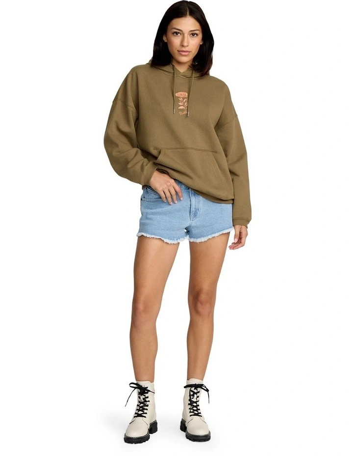 Stone Art Up Pullover Hoodie in Olive image 4