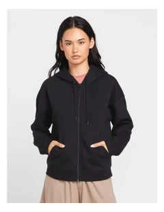 Stone Heart Up Zip Up Hoodie in Black