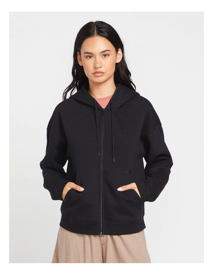 Stone Heart Up Zip Up Hoodie in Black image 1