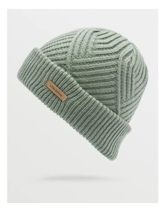 Stone Knit Beanie in Lichen Green