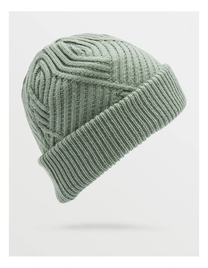 Stone Knit Beanie in Lichen Green image 2