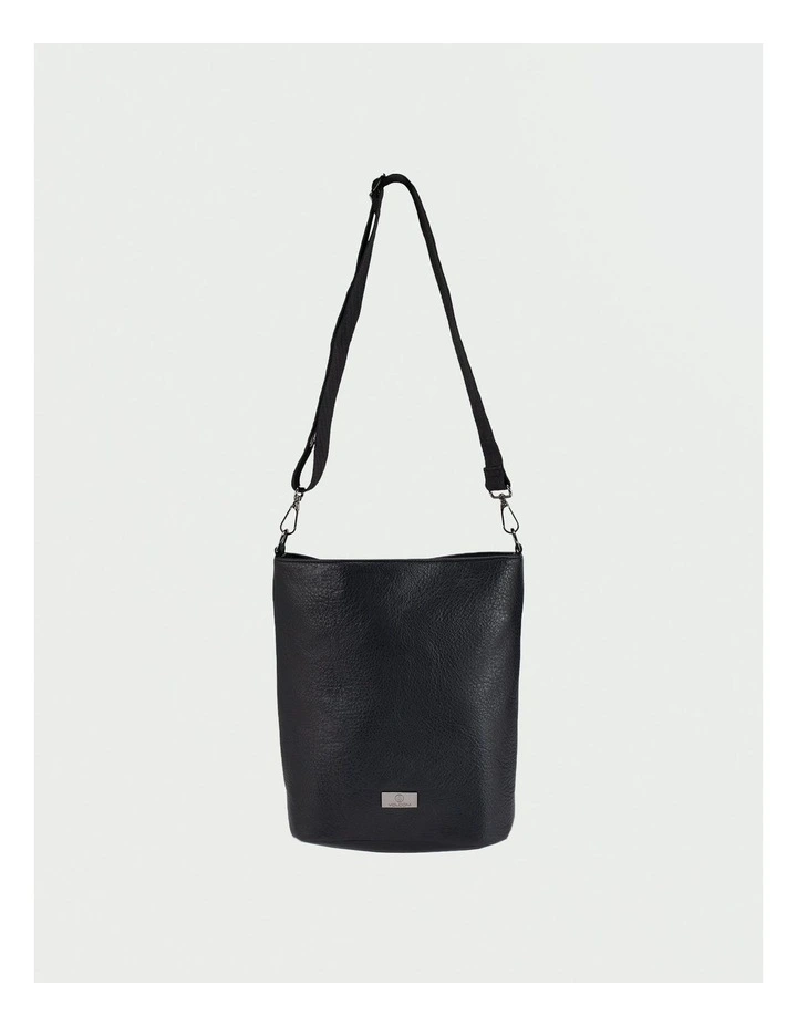 Strapped PU Shoulder Bag in Black image 1