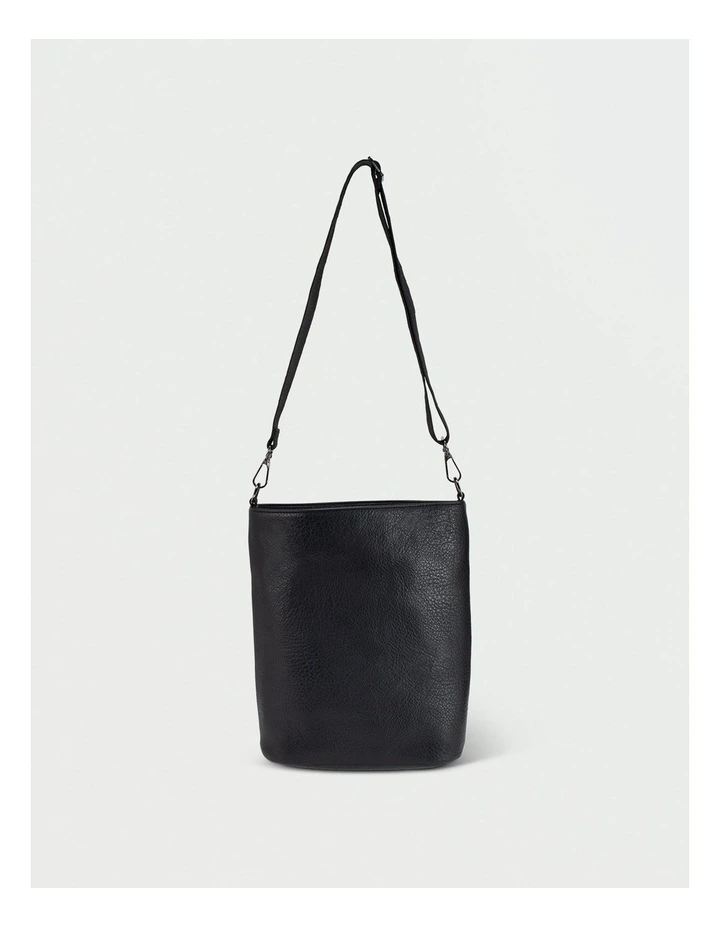 Strapped PU Shoulder Bag in Black image 2