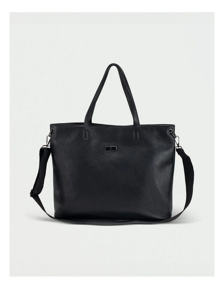 Strapped Laptop Tote in Black image 1