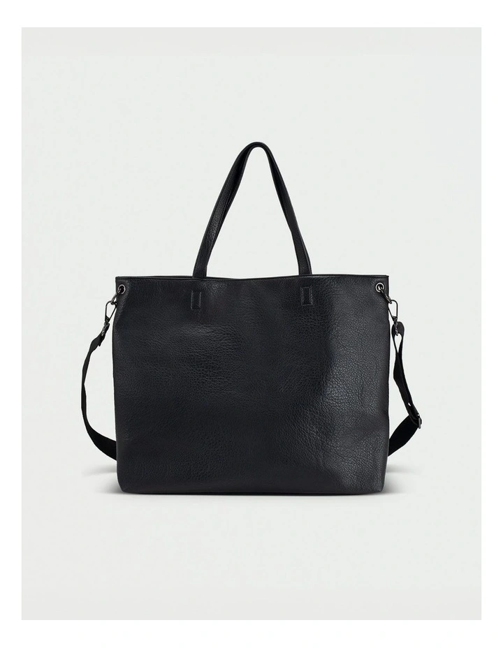 Strapped Laptop Tote in Black image 2