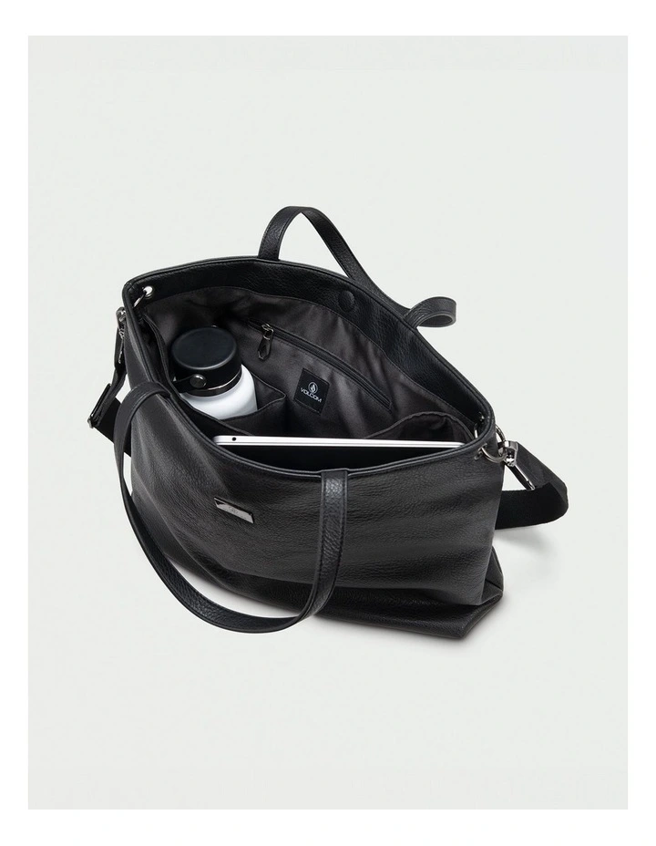 Strapped Laptop Tote in Black image 3