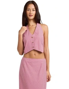 Whats Ur Damage Halter Top in Red