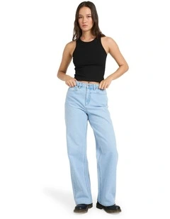 Stoned BF High Rise Denim Jeans Blue Bird