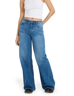 Stoned BF Low Rise Denim Jeans Worn Light Blue