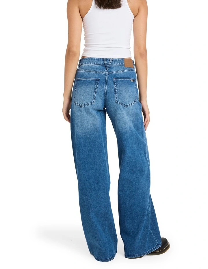 Stoned BF Low Rise Denim Jeans Worn Light Blue image 2