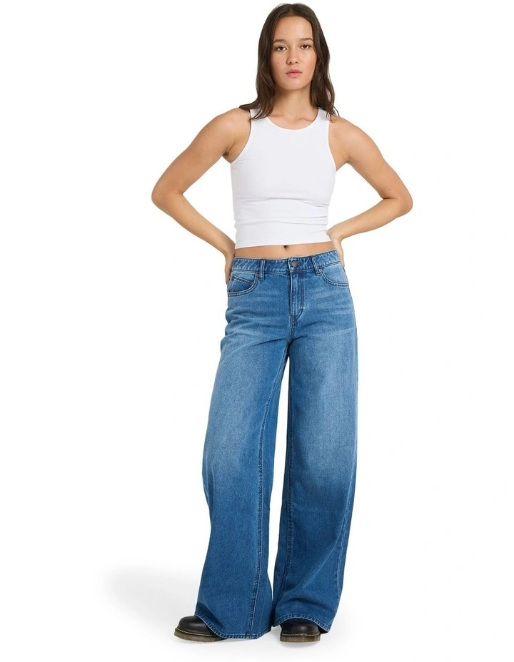Stoned BF Low Rise Denim Jeans Worn Light Blue image 5
