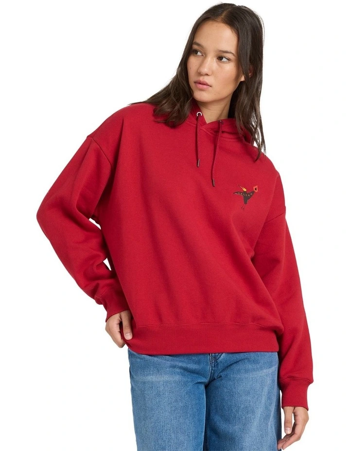 Moove On Pullover Hoodie in Red image 1