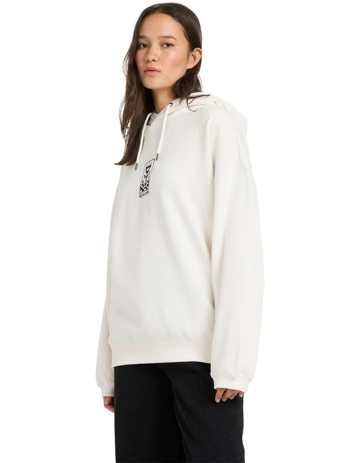 Radical Daze Up Pullover Hoodie in Off White image 3