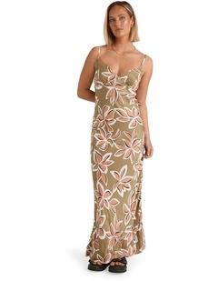 Psychonic Slippy Maxi Dress in Light Army