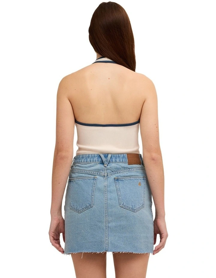 Ramped Mini Denim Skirt in Stone Blue image 2