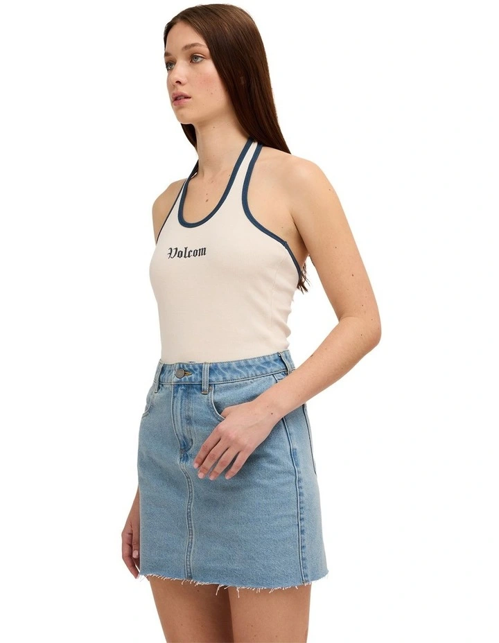 Ramped Mini Denim Skirt in Stone Blue image 3