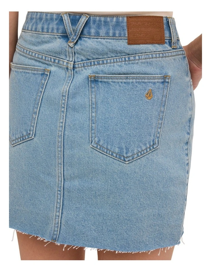 Ramped Mini Denim Skirt in Stone Blue image 4