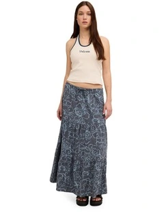 Boa Maxi Skirt in Blue