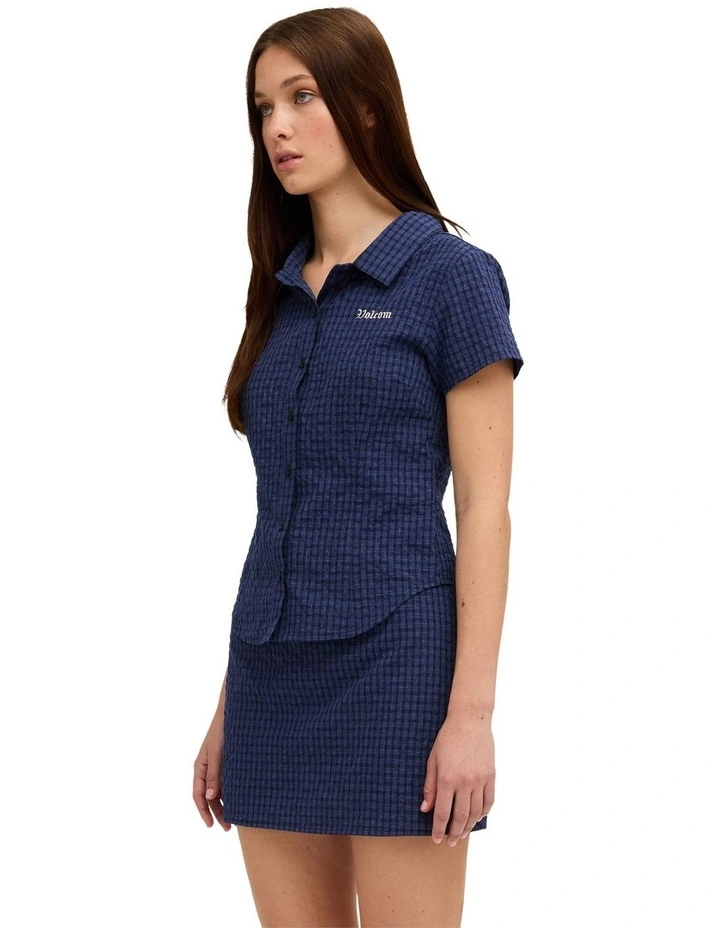 Macey Mini Skirt in Blue image 3
