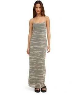 Wicked Lightning Maxi Slip Dress in Pale Khaki